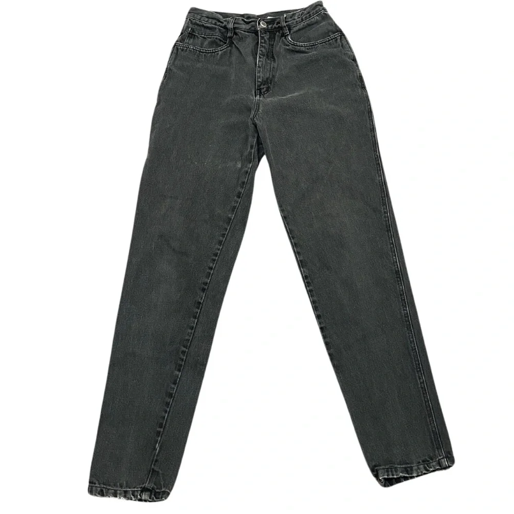 Vintage Bill Blass High Waist Straight Leg Jeans | Black Wash/Grey | W26